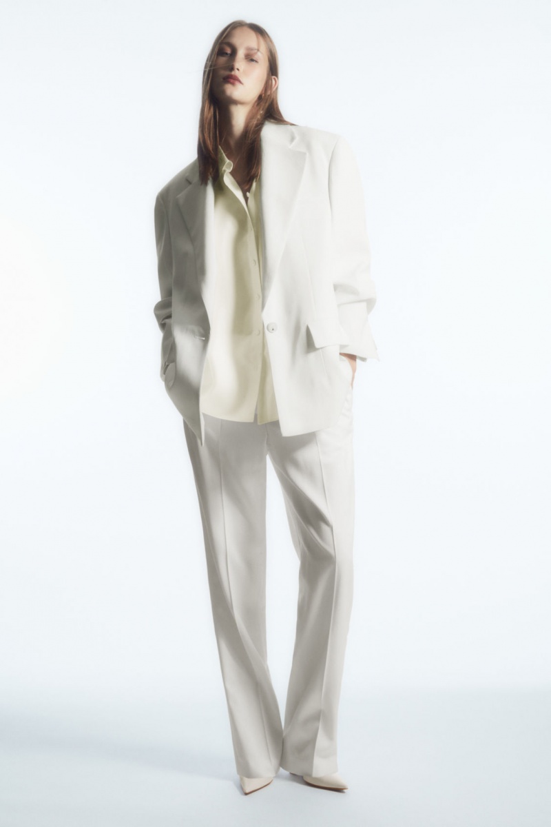 Women\'s COS Low-Rise Straight-Leg Crepe Pants White NZ-72QJRCFYH
