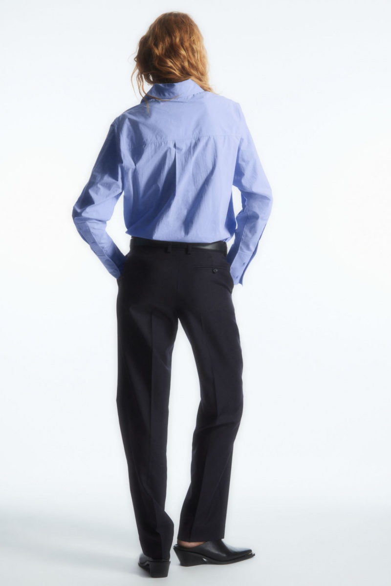Women's COS Low-Rise Tailored Wool Trousers Navy NZ-51ZOPUVCT
