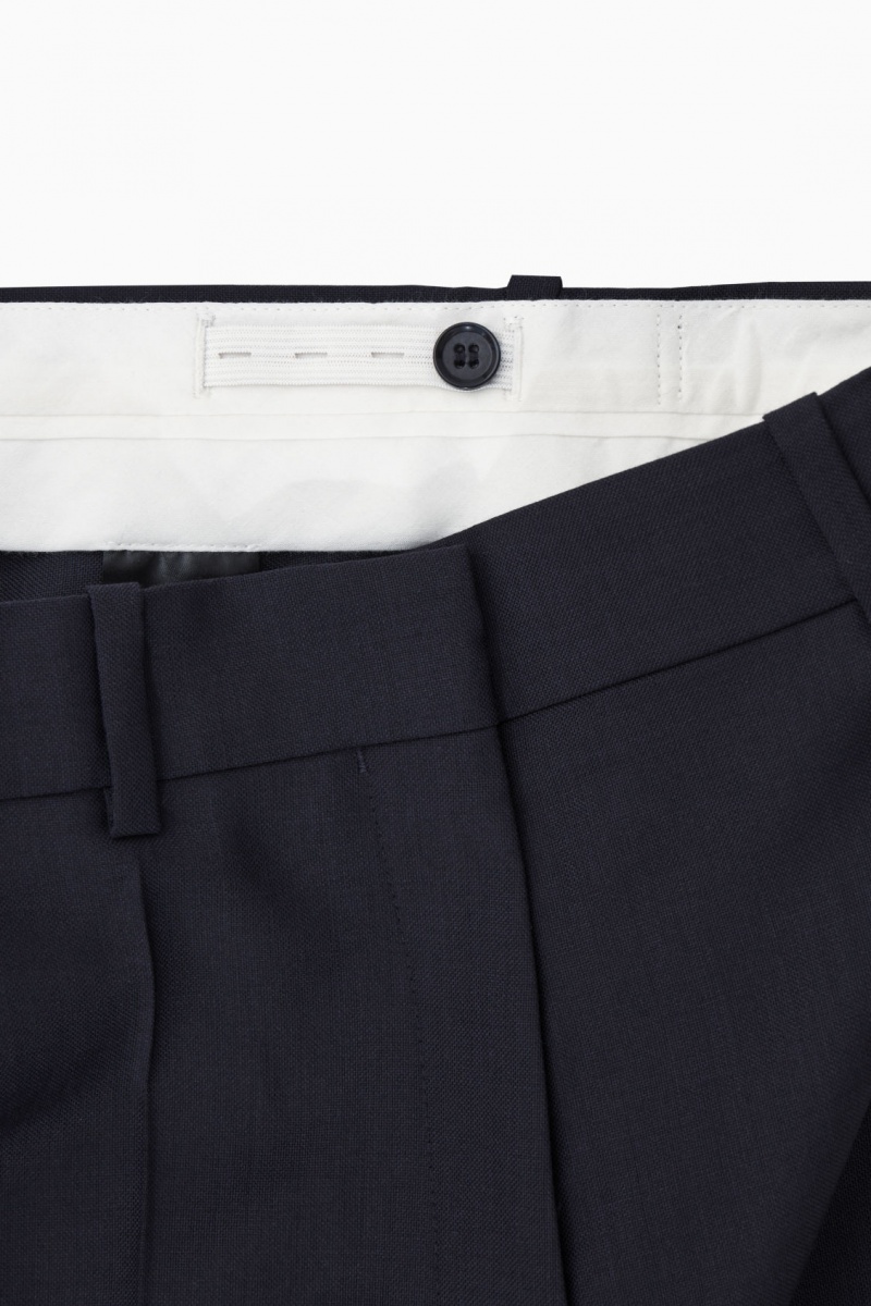 Women's COS Low-Rise Tailored Wool Trousers Navy NZ-51ZOPUVCT