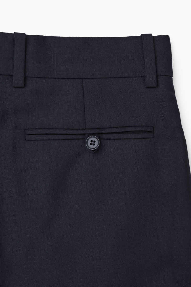 Women's COS Low-Rise Tailored Wool Trousers Navy NZ-51ZOPUVCT