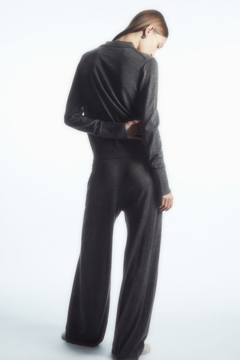 Women's COS Merino Wool Drawstring Pants Dark Grey NZ-50QADZUKM