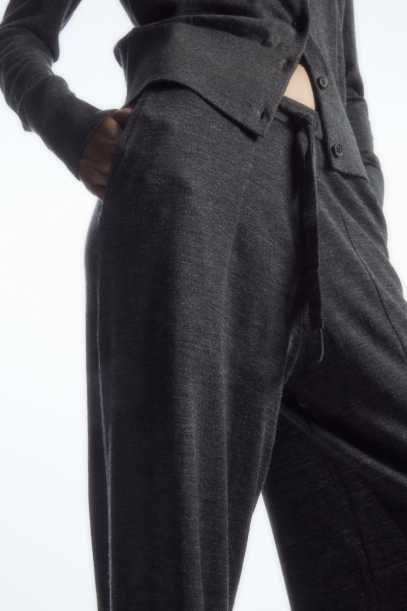 Women's COS Merino Wool Drawstring Pants Dark Grey NZ-50QADZUKM