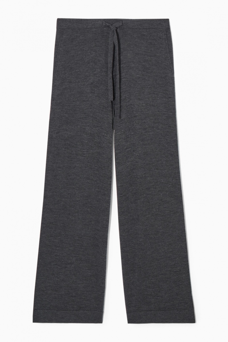 Women's COS Merino Wool Drawstring Pants Dark Grey NZ-50QADZUKM