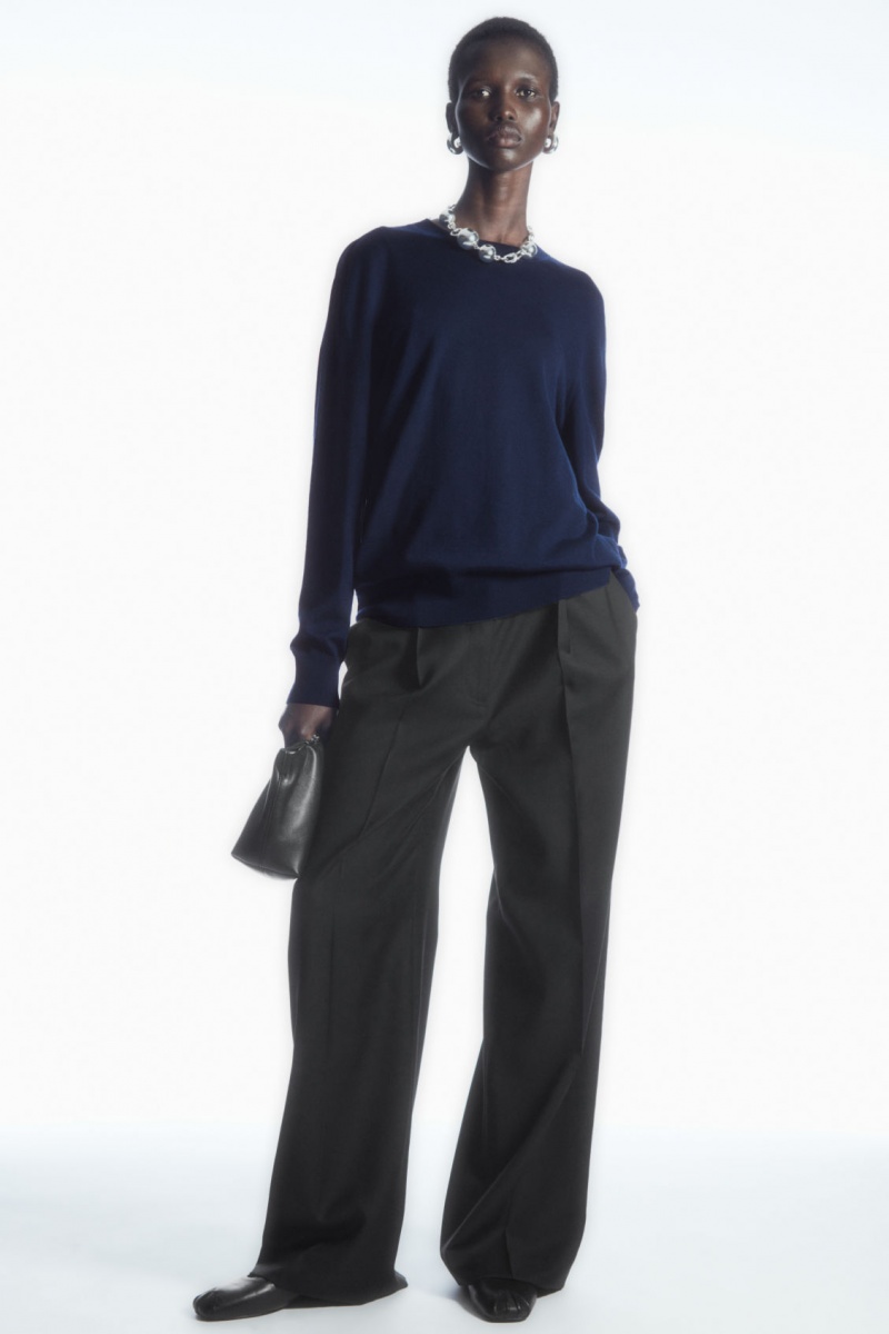 Women's COS Merino Wool Jumpers Navy NZ-71HYSGEXL