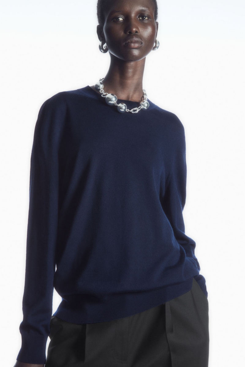 Women\'s COS Merino Wool Jumpers Navy NZ-71HYSGEXL