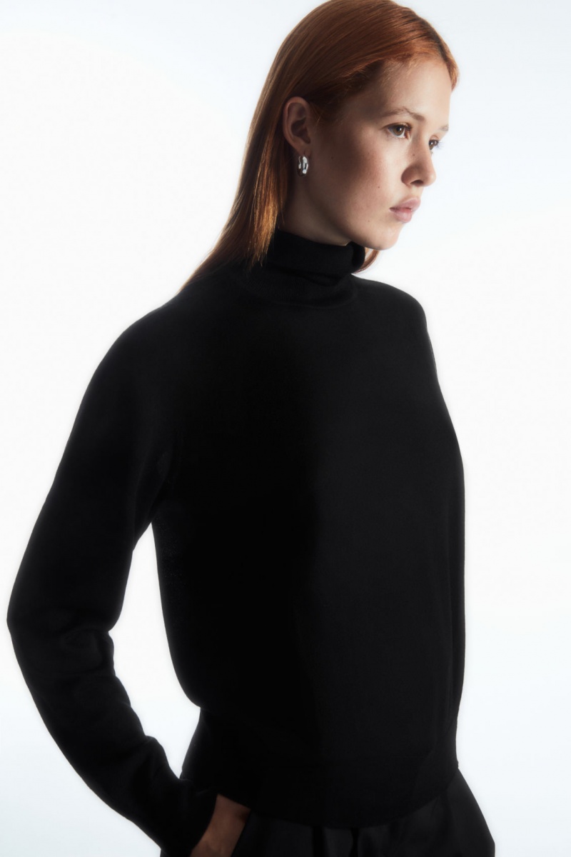 Women's COS Merino Wool Roll-Neck Sweaters Black NZ-48UXHIRDP