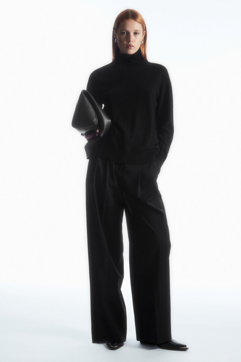 Women's COS Merino Wool Roll-Neck Sweaters Black NZ-48UXHIRDP