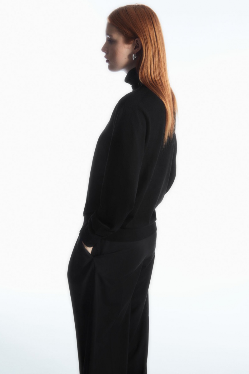 Women's COS Merino Wool Roll-Neck Sweaters Black NZ-48UXHIRDP