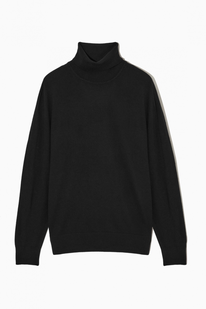 Women's COS Merino Wool Roll-Neck Sweaters Black NZ-48UXHIRDP