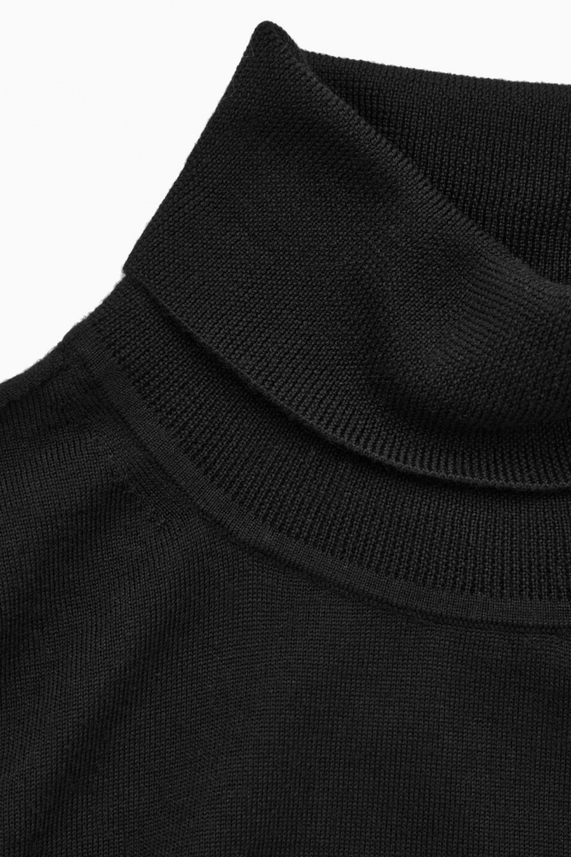Women's COS Merino Wool Roll-Neck Sweaters Black NZ-48UXHIRDP