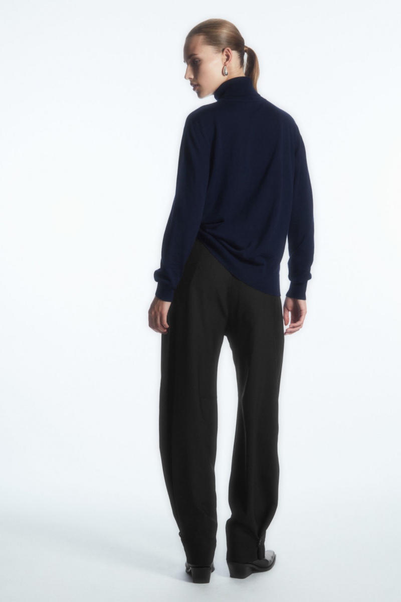Women's COS Merino Wool Roll-Neck Sweaters Navy NZ-14SFTUXWQ