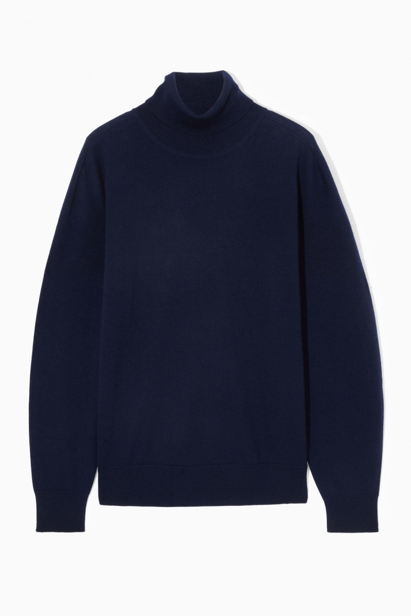 Women's COS Merino Wool Roll-Neck Sweaters Navy NZ-14SFTUXWQ