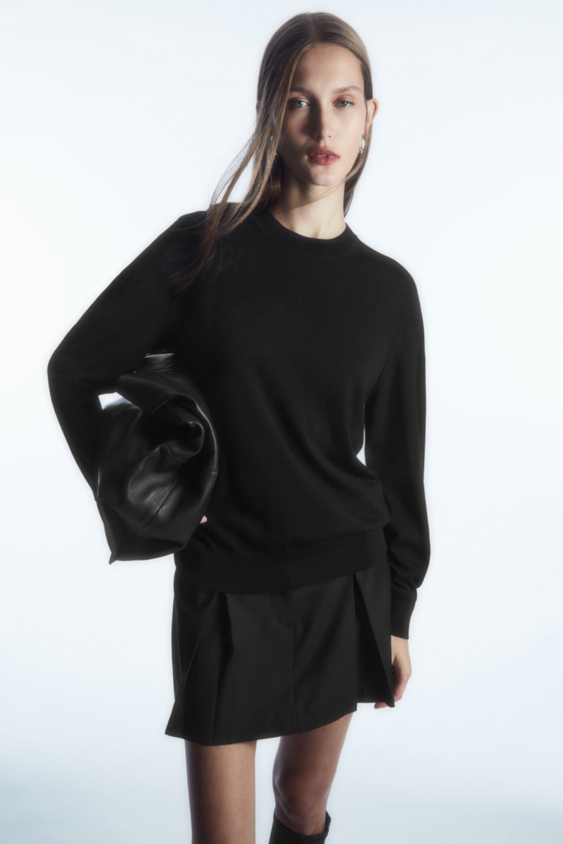 Women\'s COS Merino Wool Sweaters Black NZ-94IJCKAVL