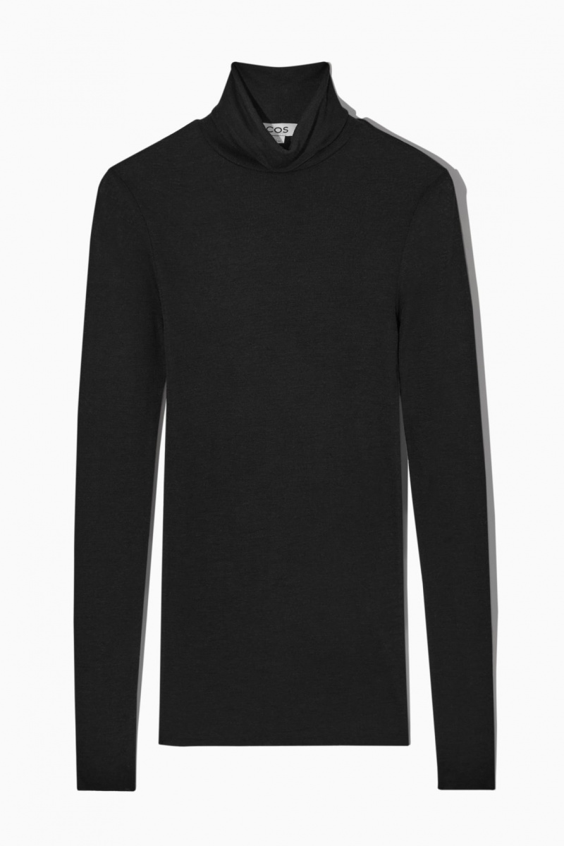 Women's COS Merino Wool Turtleneck Top Sweaters Black NZ-73NTWQPOE