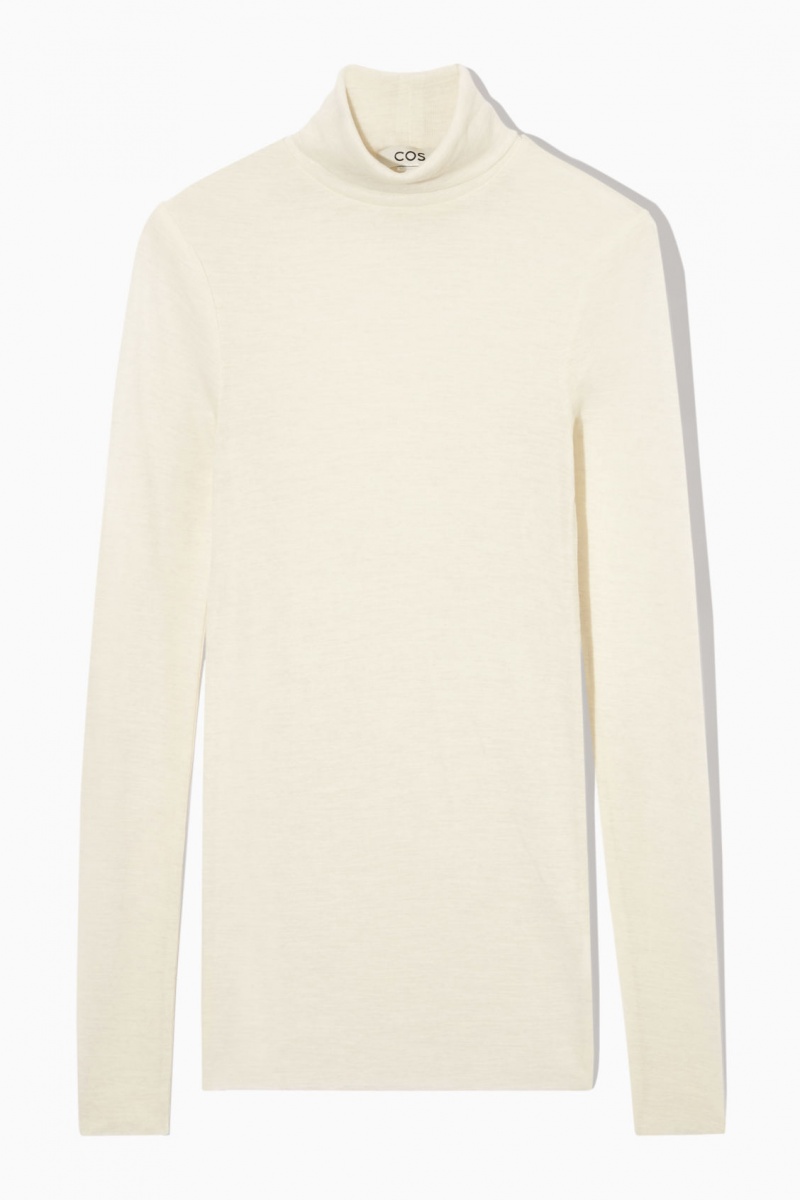 Women's COS Merino Wool Turtleneck Top Sweaters White NZ-86KBUFHOQ