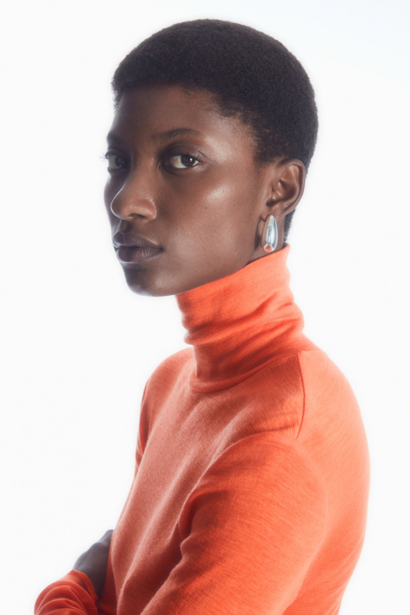 Women's COS Merino Wool Turtleneck Top Sweaters Orange NZ-27JAQUSIN