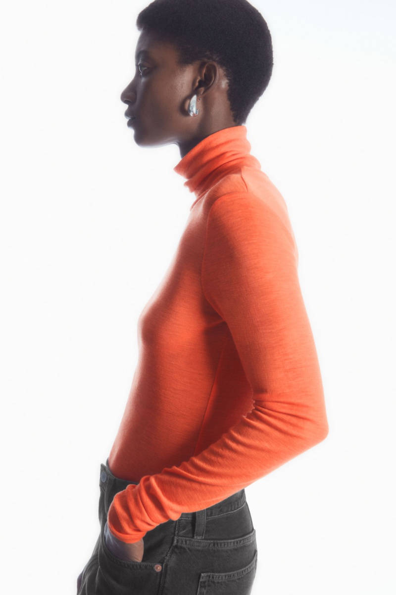 Women's COS Merino Wool Turtleneck Top Sweaters Orange NZ-27JAQUSIN