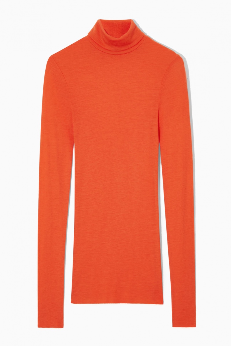 Women's COS Merino Wool Turtleneck Top Sweaters Orange NZ-27JAQUSIN
