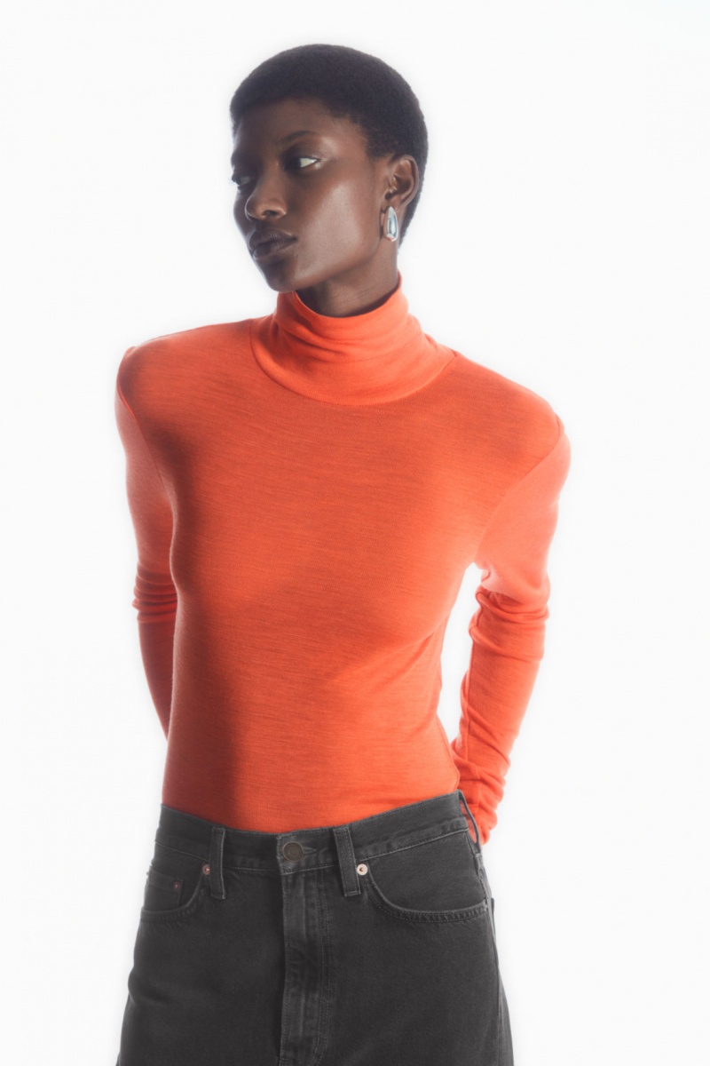 Women\'s COS Merino Wool Turtleneck Top Sweaters Orange NZ-27JAQUSIN