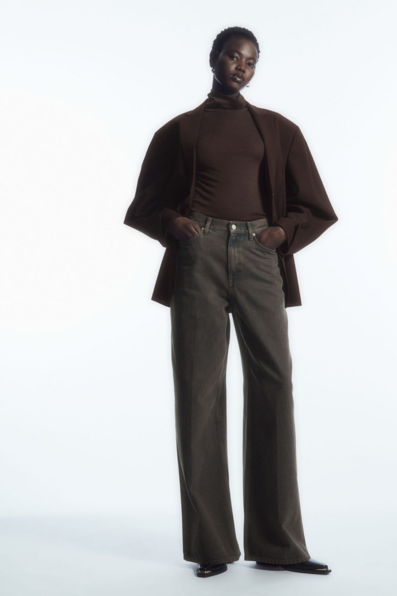 Women's COS Merino Wool Turtleneck Top Sweaters Dark Brown NZ-31QACZRTG