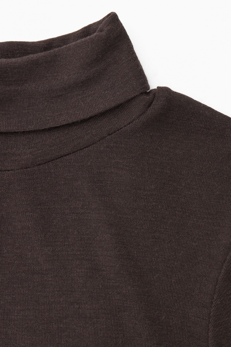 Women's COS Merino Wool Turtleneck Top Sweaters Dark Brown NZ-31QACZRTG