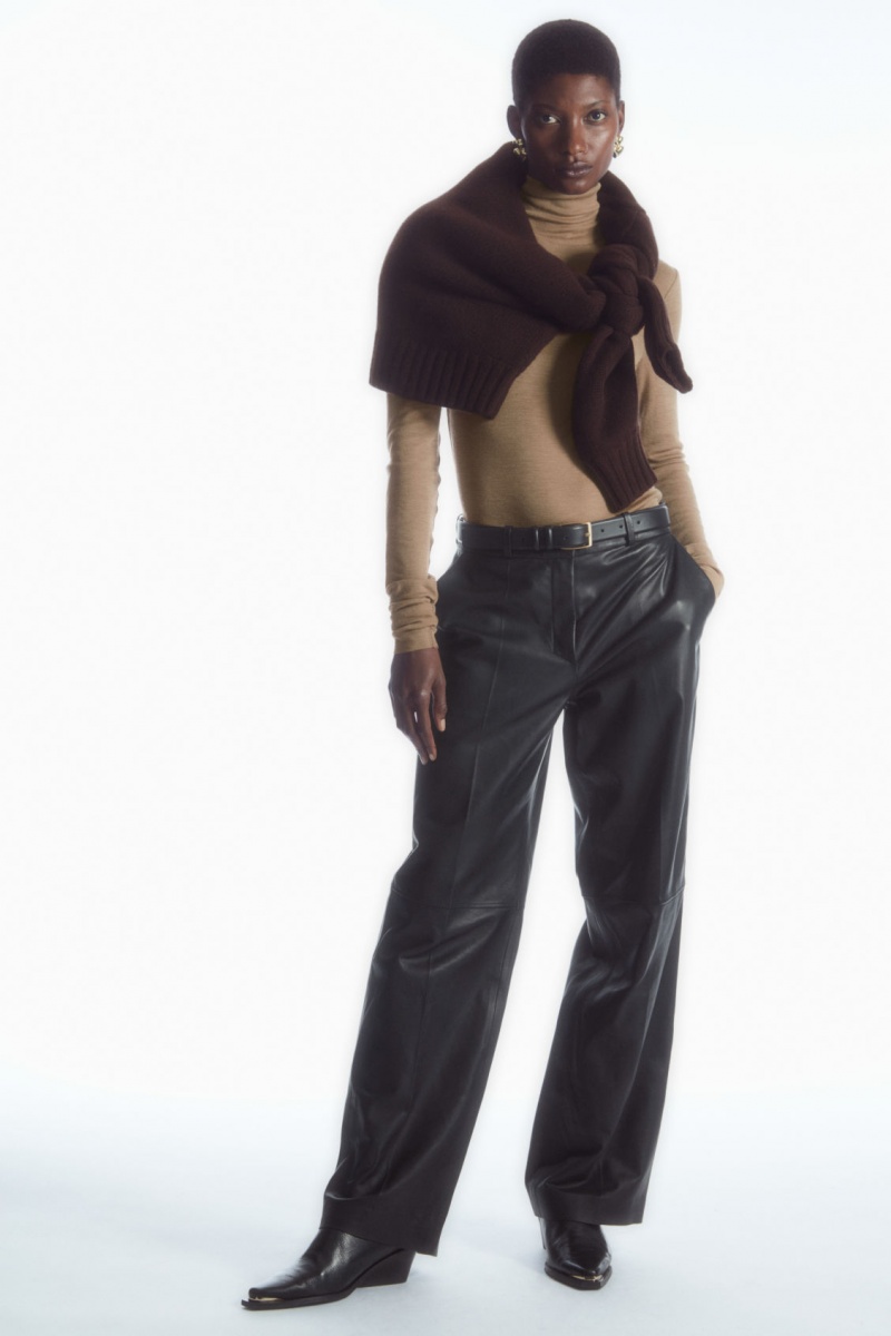 Women's COS Merino Wool Turtleneck Top Sweaters Dark Beige NZ-52JSOLBZC