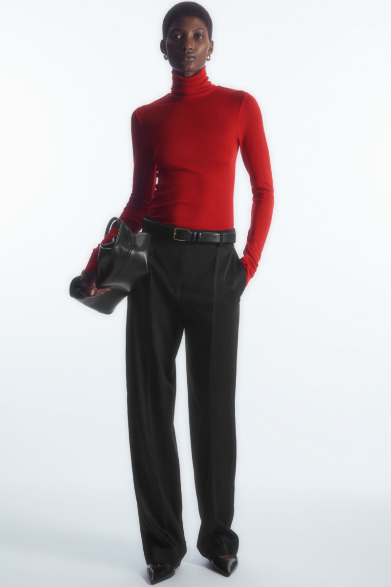 Women's COS Merino Wool Turtleneck Top Sweaters Red NZ-39RQCUKFJ