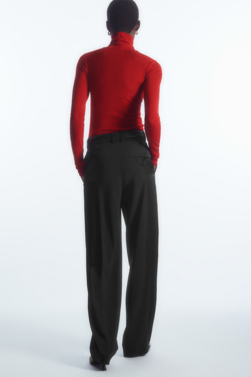 Women's COS Merino Wool Turtleneck Top Sweaters Red NZ-39RQCUKFJ