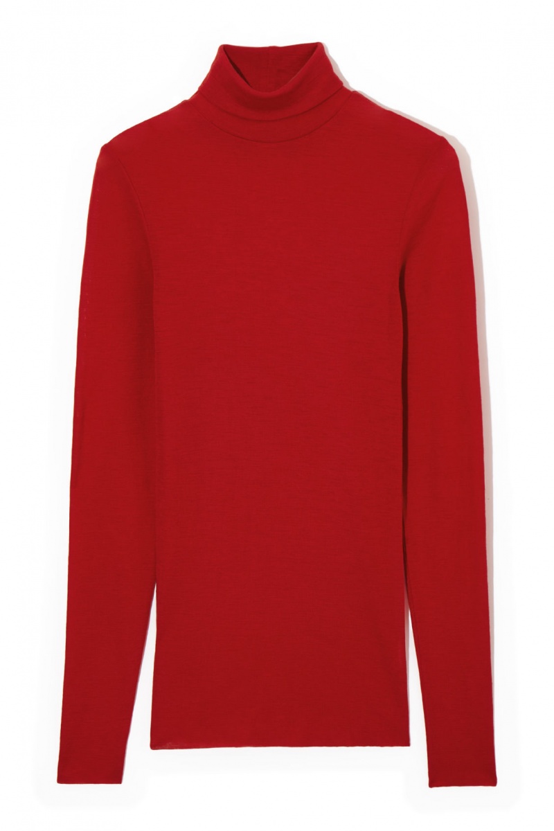 Women's COS Merino Wool Turtleneck Top Sweaters Red NZ-39RQCUKFJ