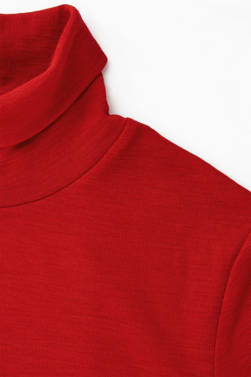 Women's COS Merino Wool Turtleneck Top Sweaters Red NZ-39RQCUKFJ