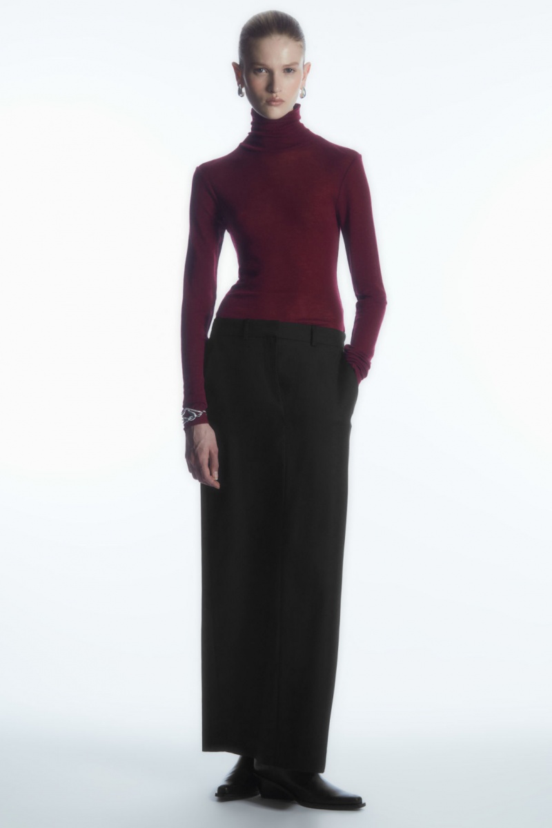 Women's COS Merino Wool Turtleneck Top Sweaters Burgundy NZ-41IQUGHAN