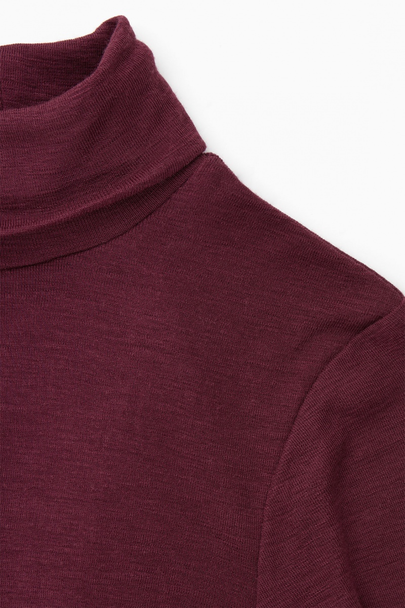 Women's COS Merino Wool Turtleneck Top Sweaters Burgundy NZ-41IQUGHAN