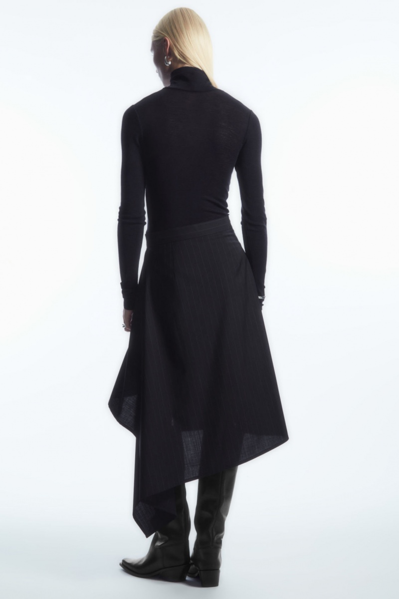 Women's COS Merino Wool Turtleneck Top Sweaters Navy NZ-89YFJRQNE