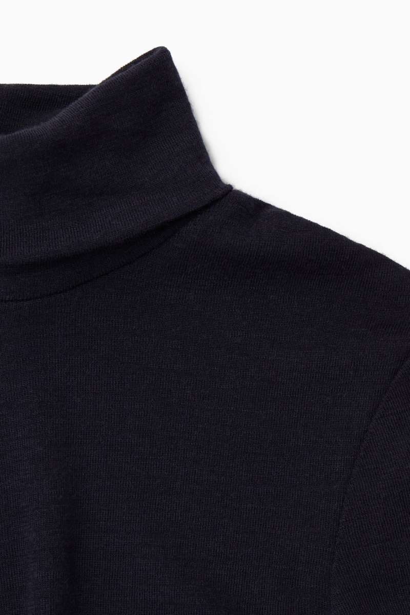 Women's COS Merino Wool Turtleneck Top Sweaters Navy NZ-89YFJRQNE