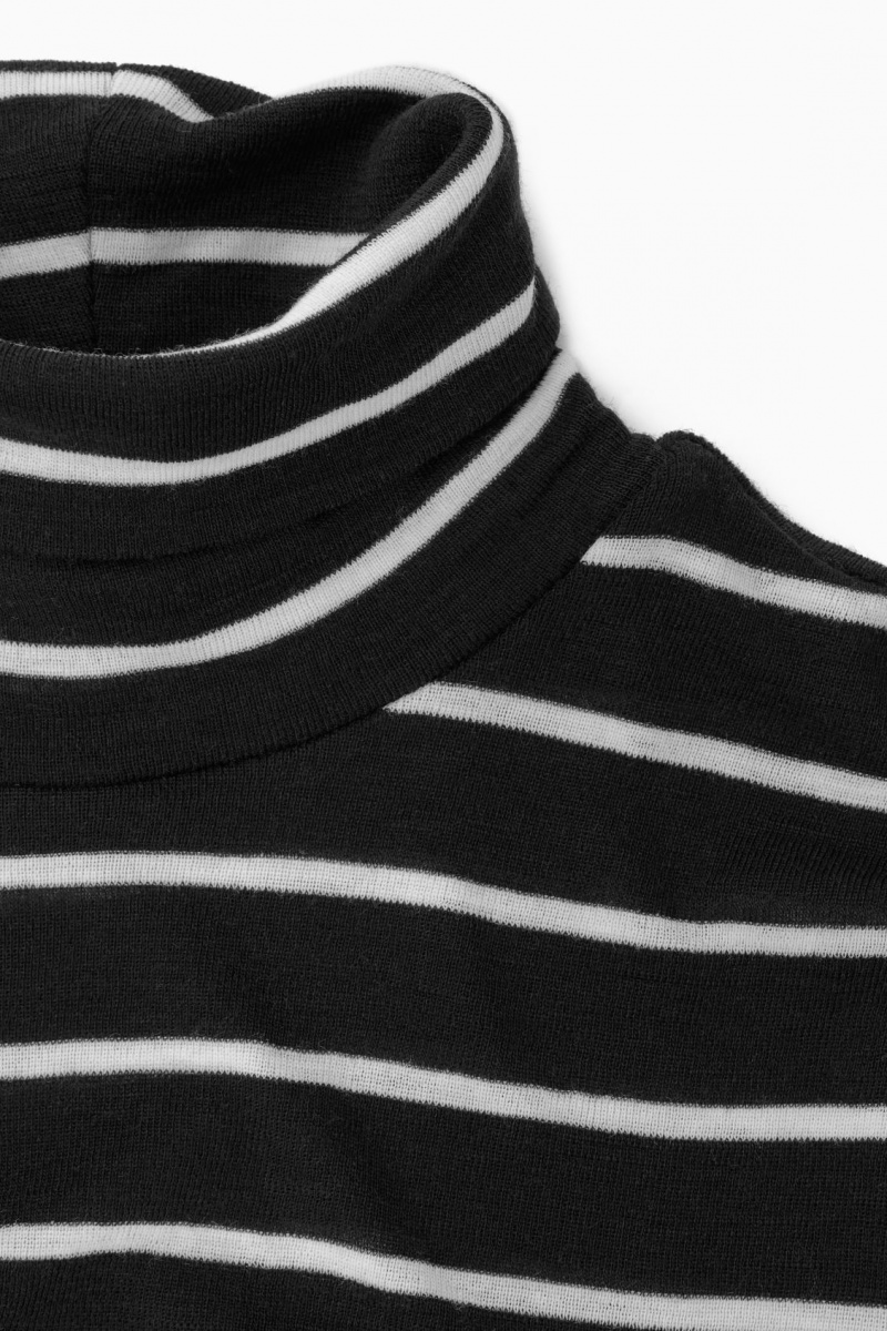 Women's COS Merino Wool Turtleneck Top Sweaters Black / White NZ-02GMZKDTN