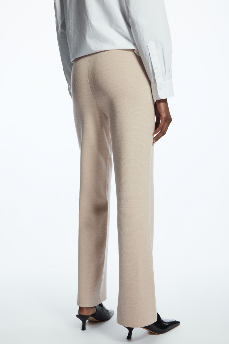 Women's COS Milano-Knit Pants Beige NZ-49RZHQFLS