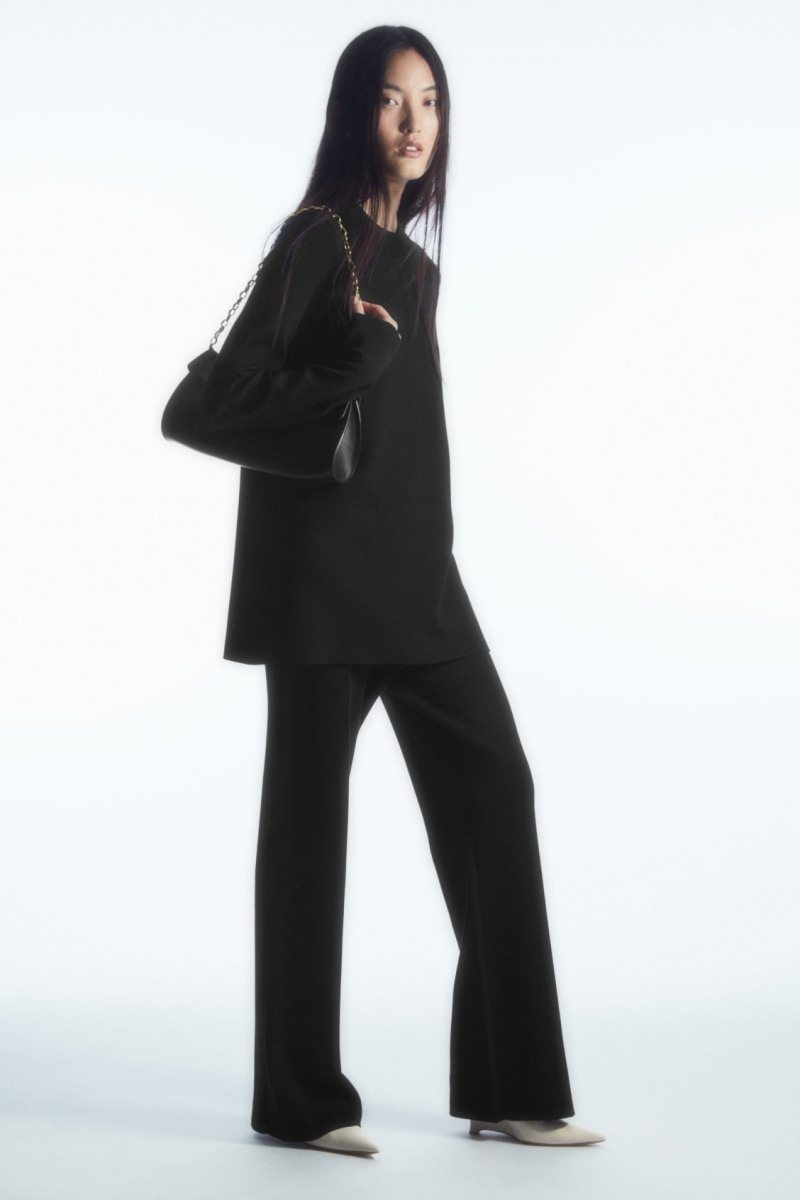 Women\'s COS Milano-Knit Pants Black NZ-86BMUTWFN