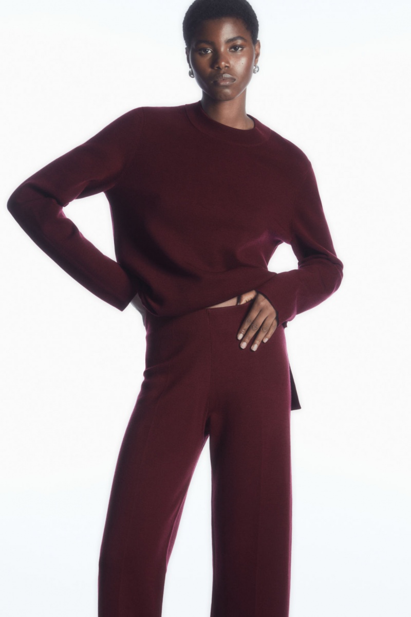 Women's COS Milano-Knit Pants Burgundy NZ-06SNHBJTU