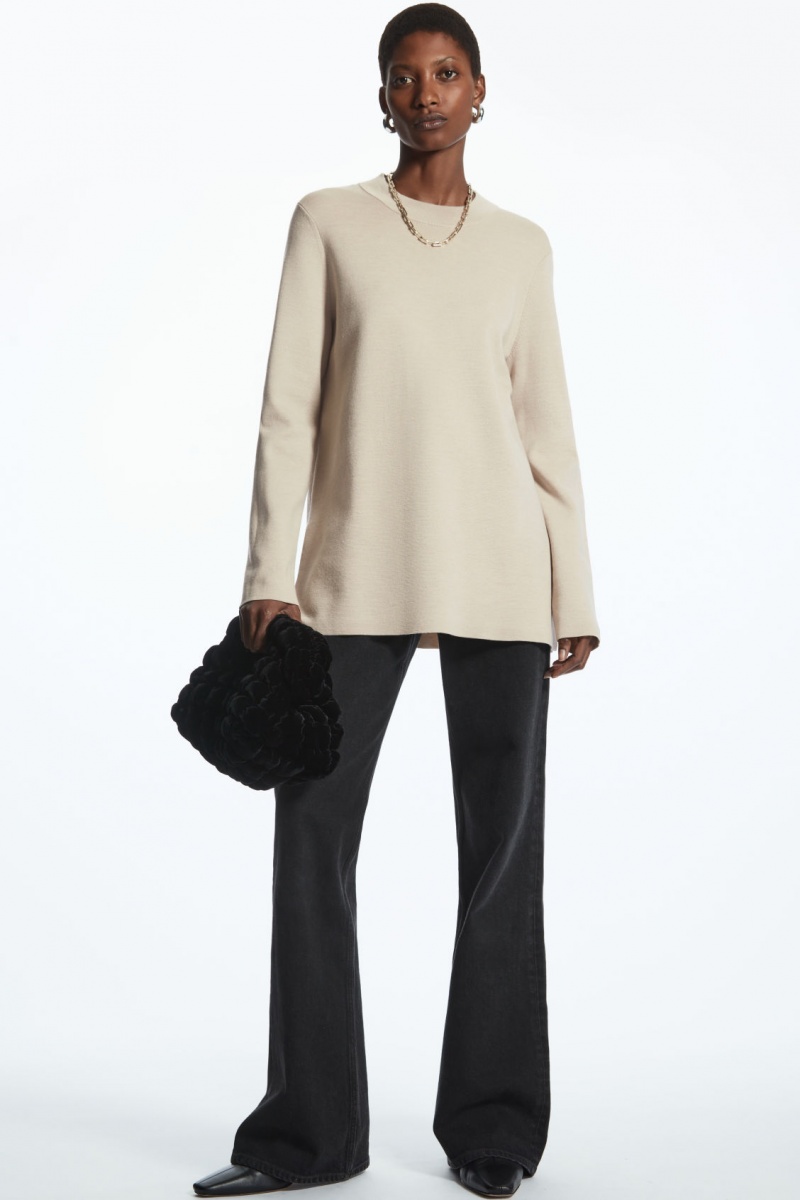 Women's COS Milano-Knit Sweaters Beige NZ-04NRUPLWX