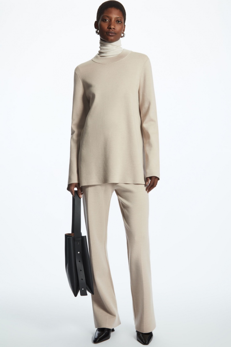 Women's COS Milano-Knit Sweaters Beige NZ-04NRUPLWX