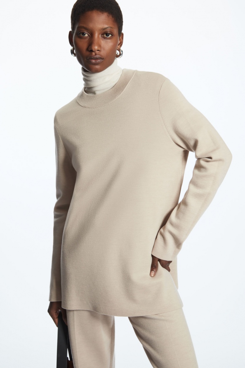 Women\'s COS Milano-Knit Sweaters Beige NZ-04NRUPLWX