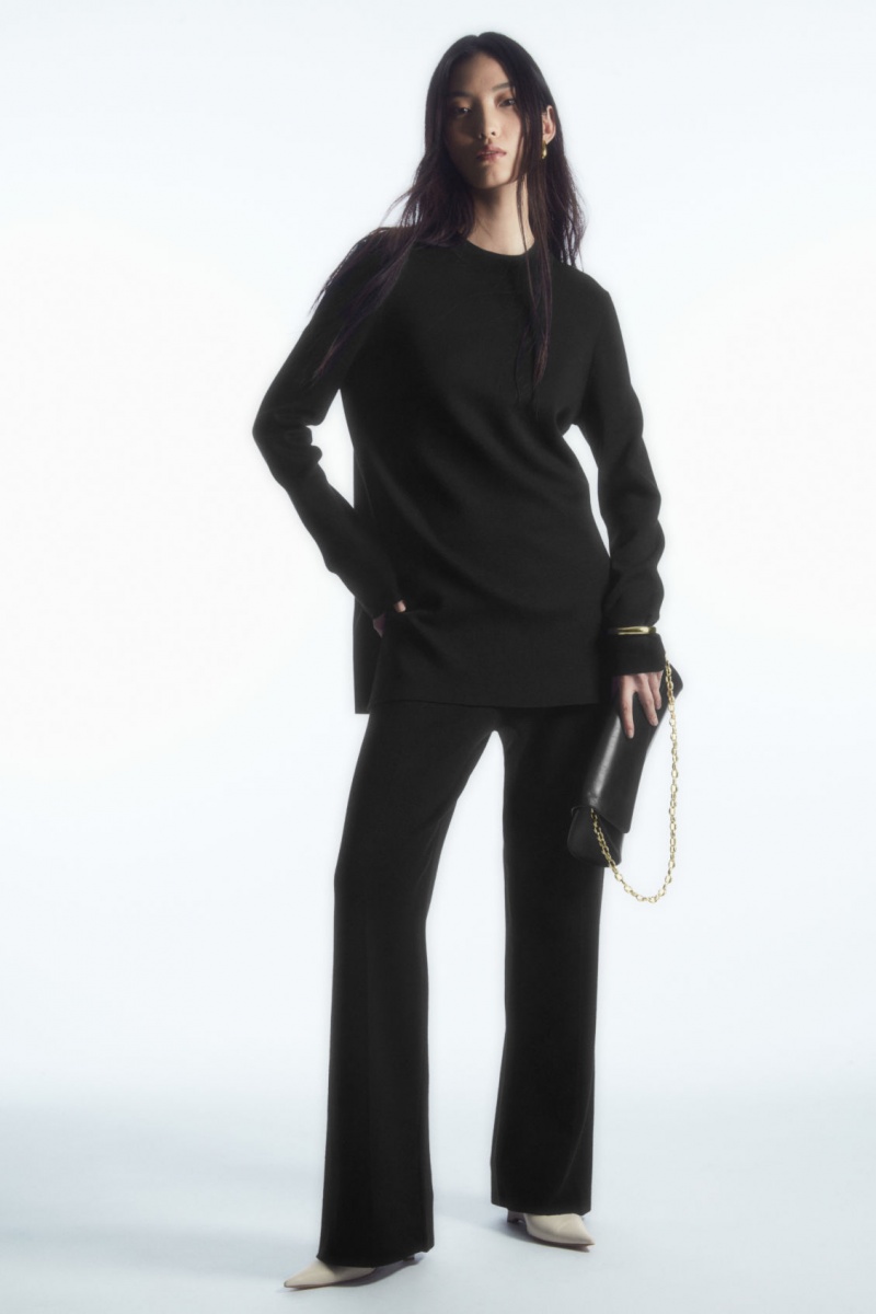 Women's COS Milano-Knit Sweaters Black NZ-50ZQMSYOF