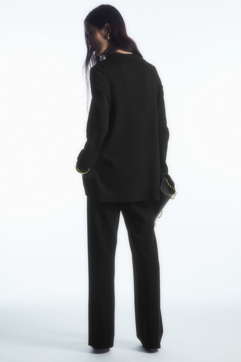 Women's COS Milano-Knit Sweaters Black NZ-50ZQMSYOF
