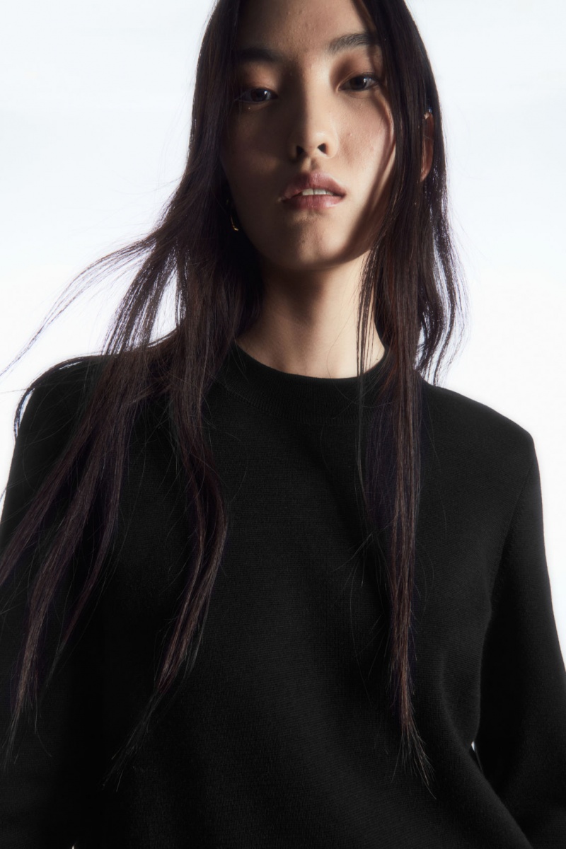 Women's COS Milano-Knit Sweaters Black NZ-50ZQMSYOF
