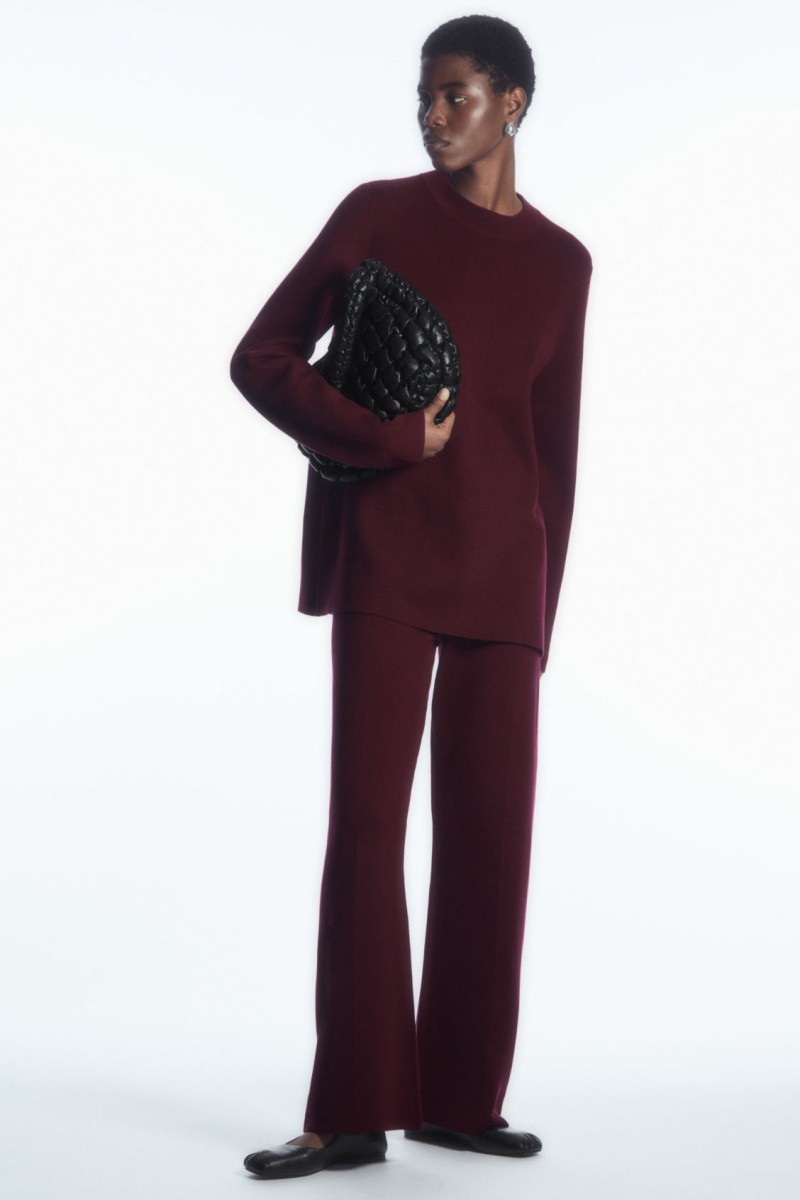 Women's COS Milano-Knit Sweaters Burgundy NZ-23WCPNFHS
