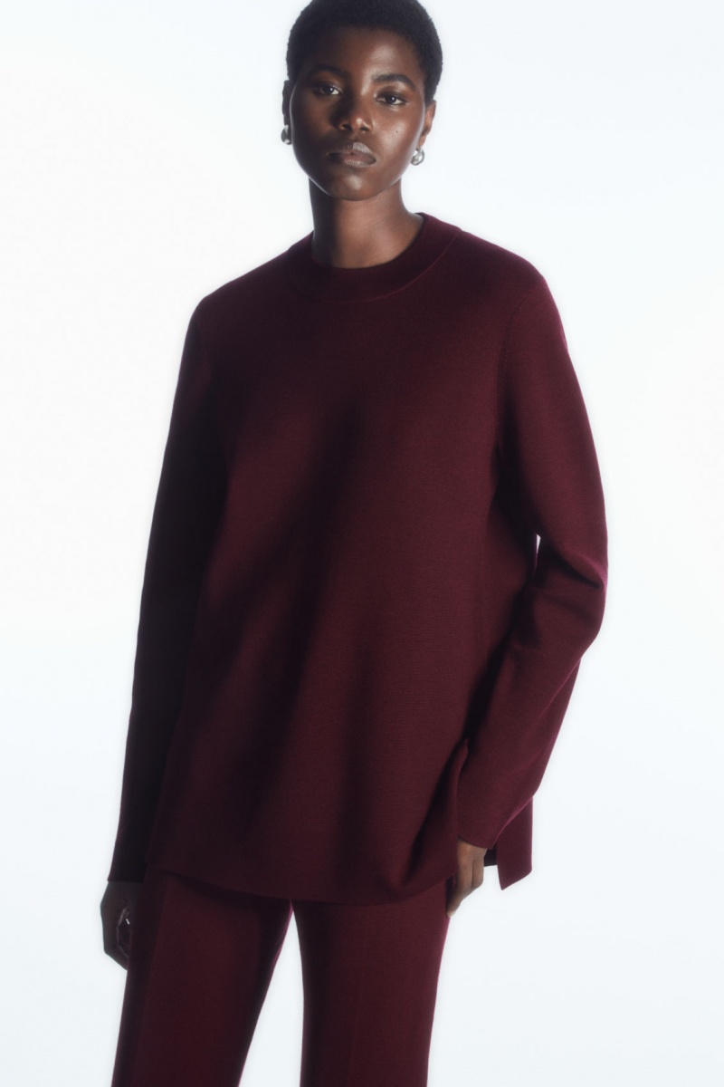 Women\'s COS Milano-Knit Sweaters Burgundy NZ-23WCPNFHS