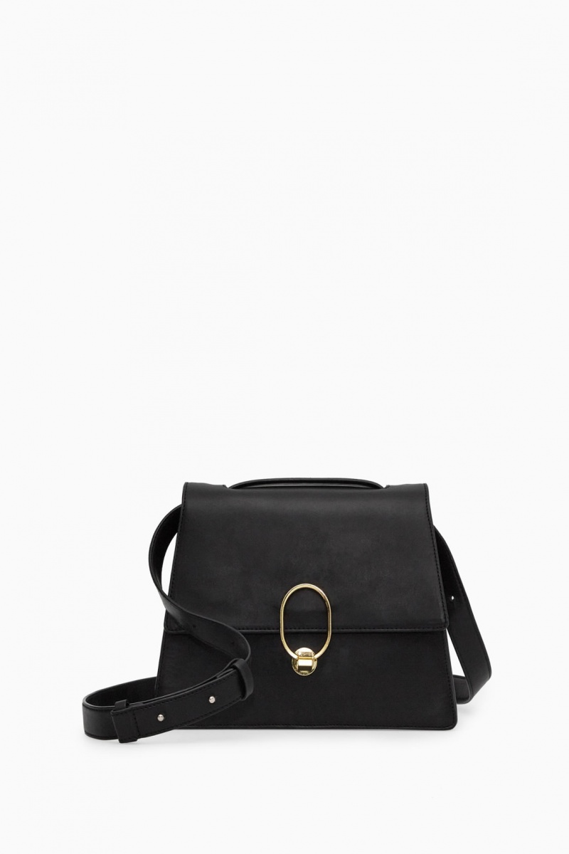 Women's COS Mini Clasp Crossbody Leather Crossbody Bag Black NZ-09ULSJMHN
