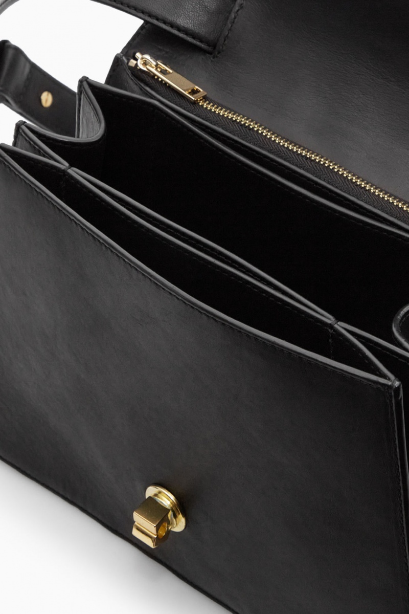 Women's COS Mini Clasp Crossbody Leather Crossbody Bag Black NZ-09ULSJMHN