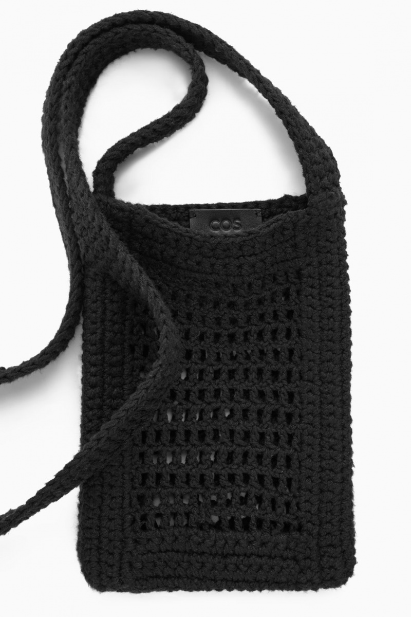 Women's COS Mini Crochet Crossbody Bag Black NZ-80VFUBJIC