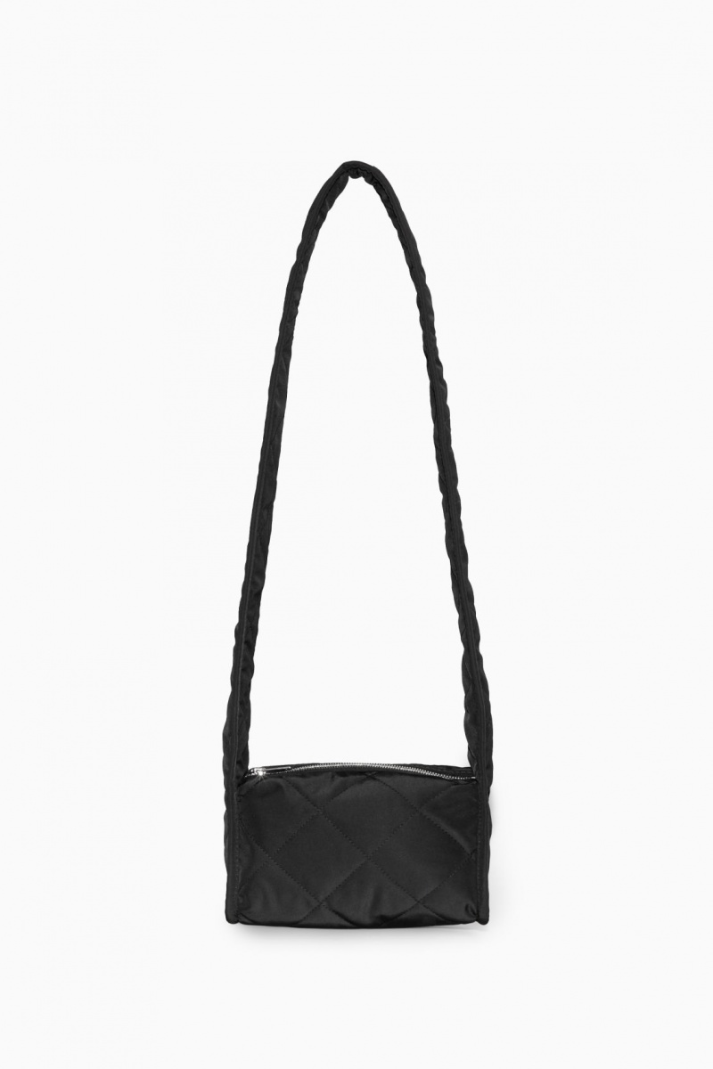 Women's COS Mini Diamond-Quilted Crossbody Bag Black NZ-21RMWGEIN